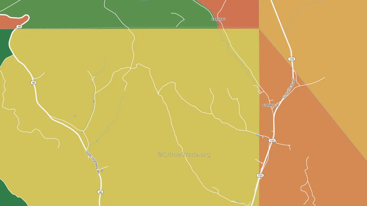 Gardeau, PA Map of Assault Rates