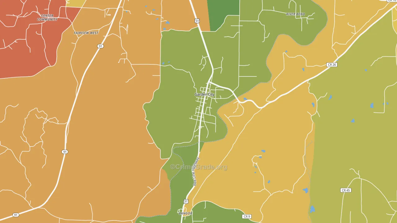 Garden City, AL Map of Assault Rates
