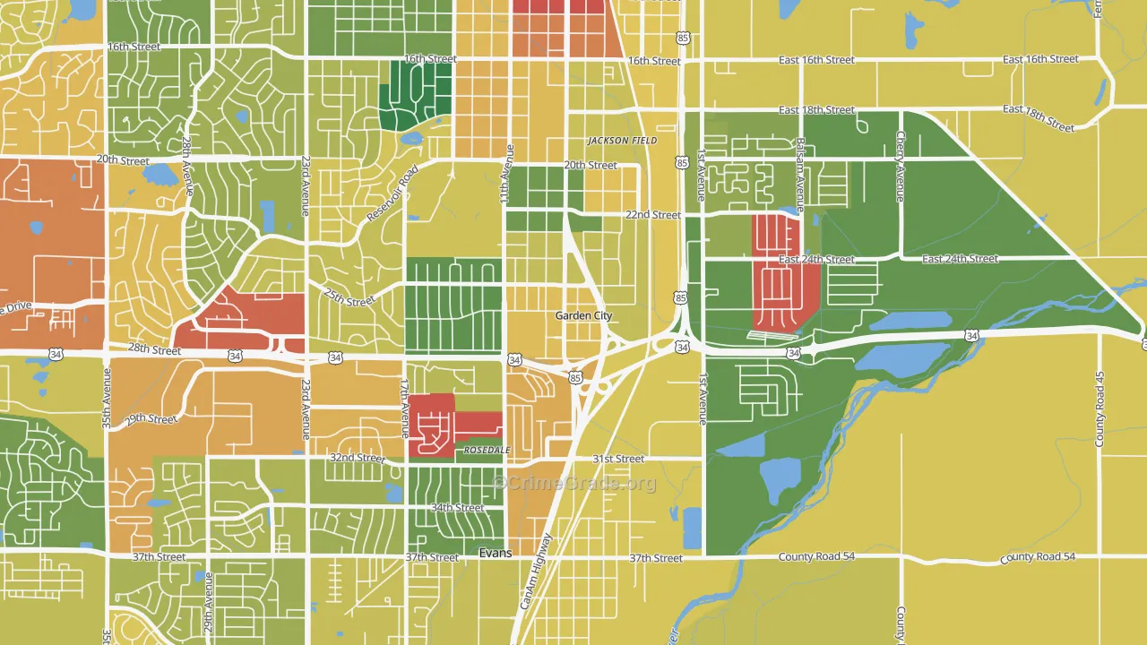 Garden City, CO Map of Assault Rates