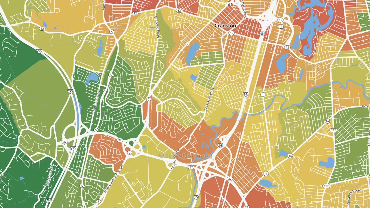 Garden City, Cranston, RI Map of Assault Rates