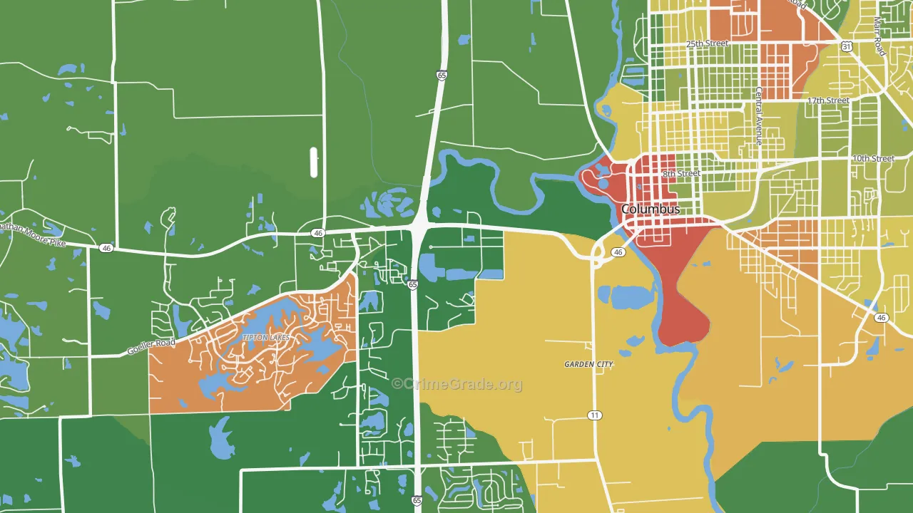 Garden City, IN Map of Assault Rates