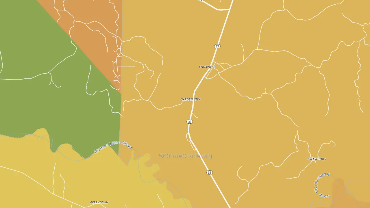Garden City, MS Map of Assault Rates