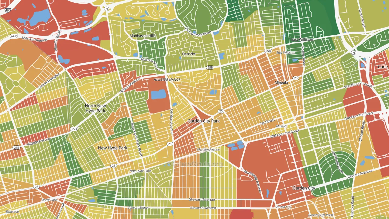 Garden City Park, NY Map of Assault Rates