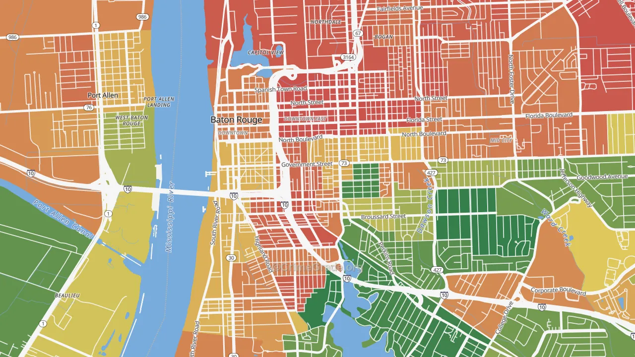 Garden District, Baton Rouge, LA Map of Assault Rates