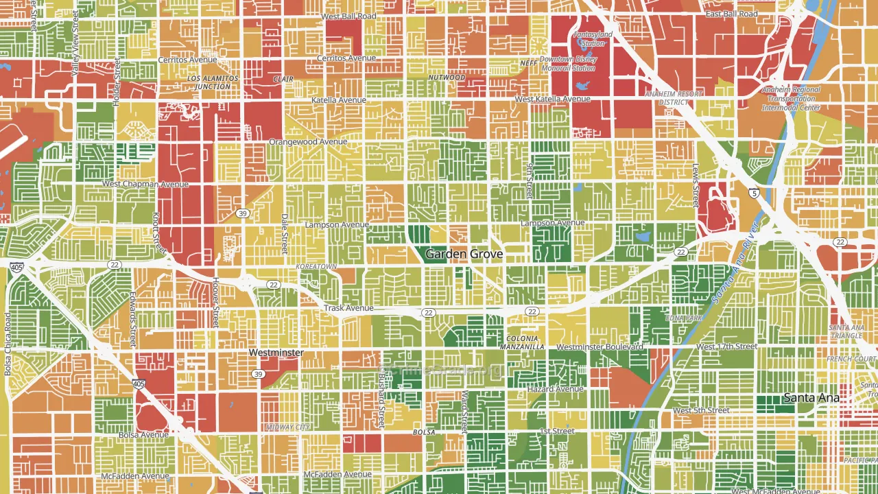 Garden Grove, CA Map of Assault Rates