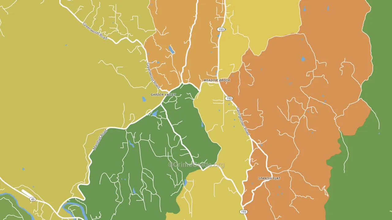 Garden Valley, CA Map of Assault Rates