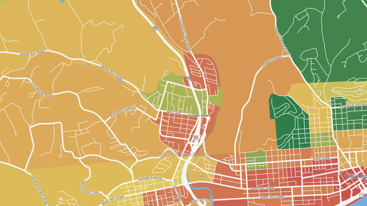 Garden View, PA Map of Assault Rates