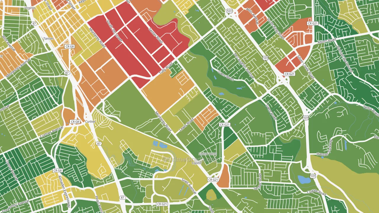 Garden-Villa Montery, San Jose, CA Map of Assault Rates