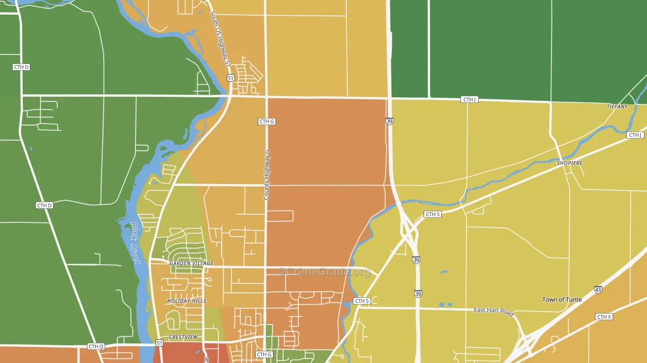 Garden Village, WI Map of Assault Rates