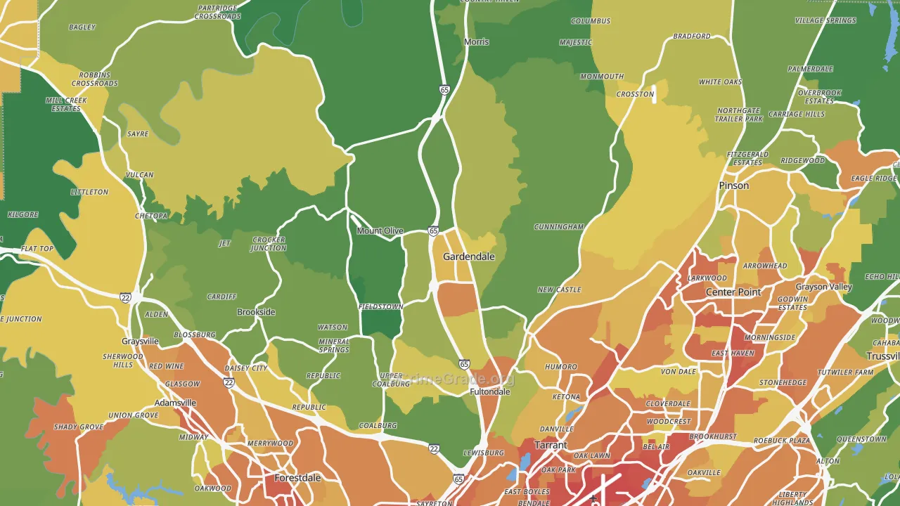 Gardendale, AL Map of Assault Rates
