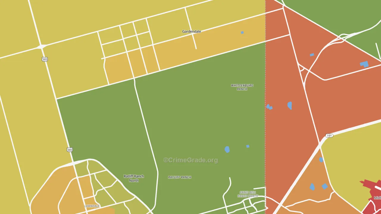 Gardendale, TX Map of Assault Rates