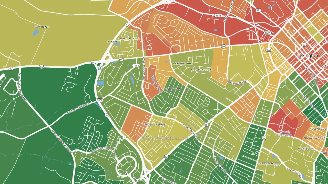 Gardenside-Colony, Lexington, KY Map of Assault Rates