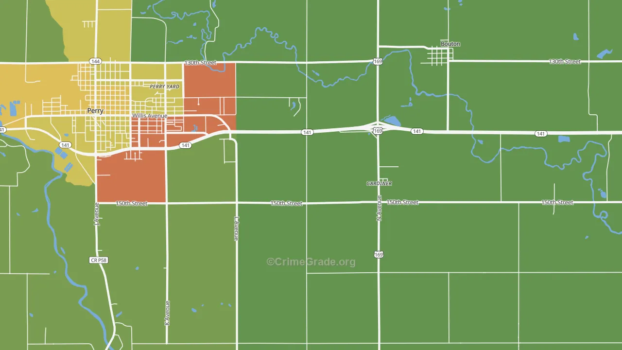 Gardiner, IA Map of Assault Rates