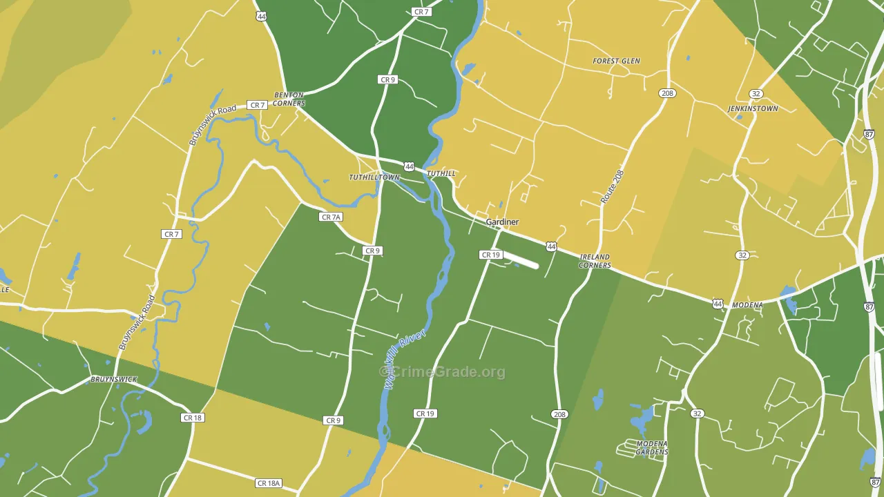 Gardiner, NY Map of Assault Rates