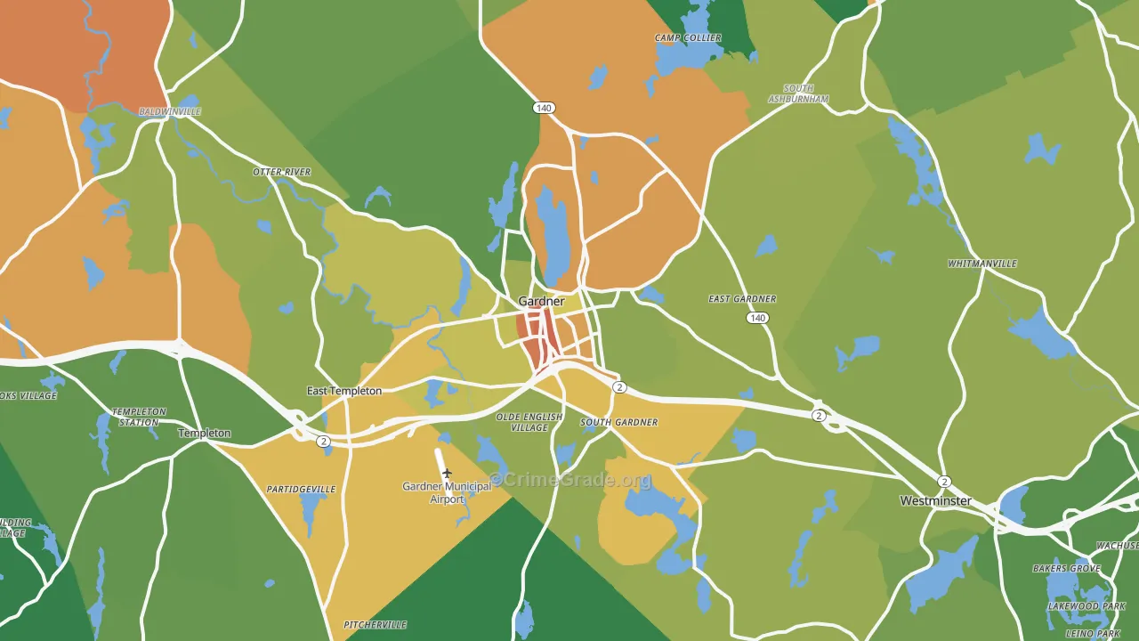 Gardner, MA Map of Assault Rates
