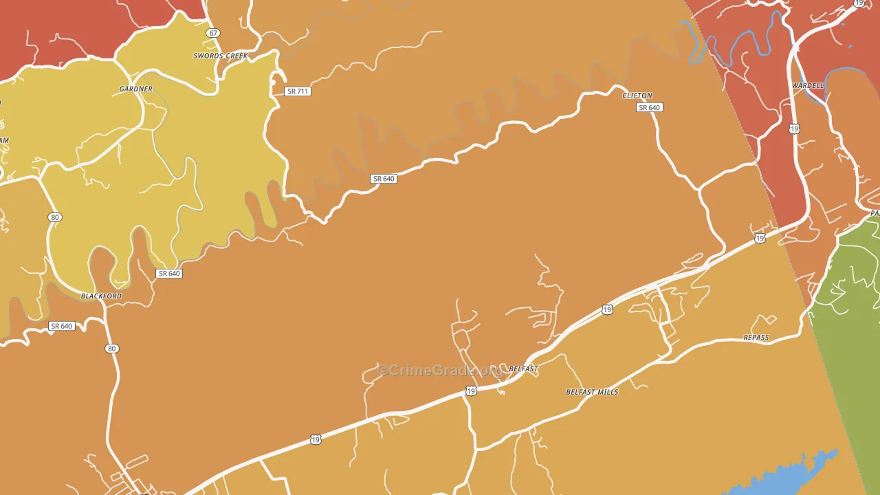 Gardner, VA Map of Assault Rates