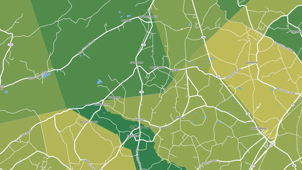 Gardners, PA Map of Assault Rates