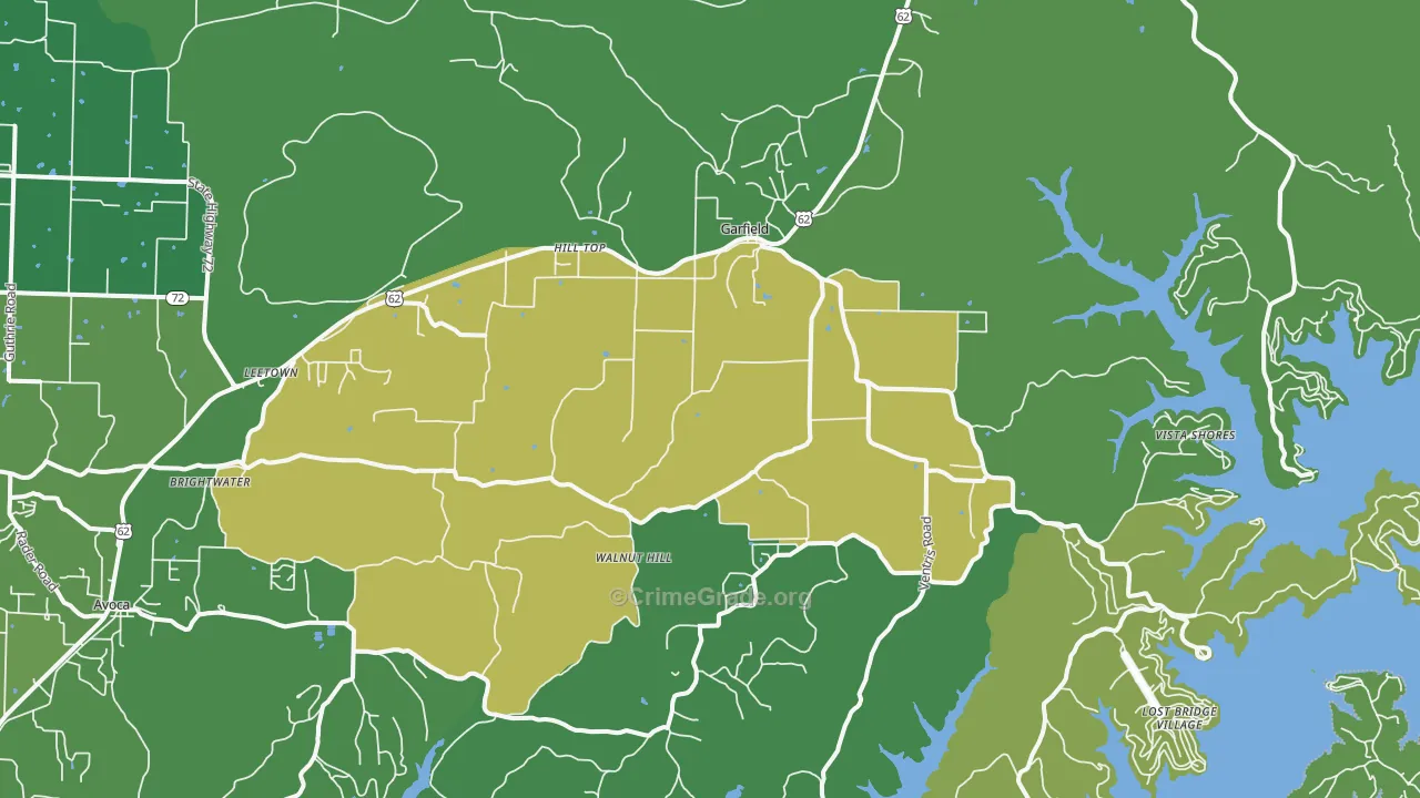 Garfield, AR Map of Assault Rates