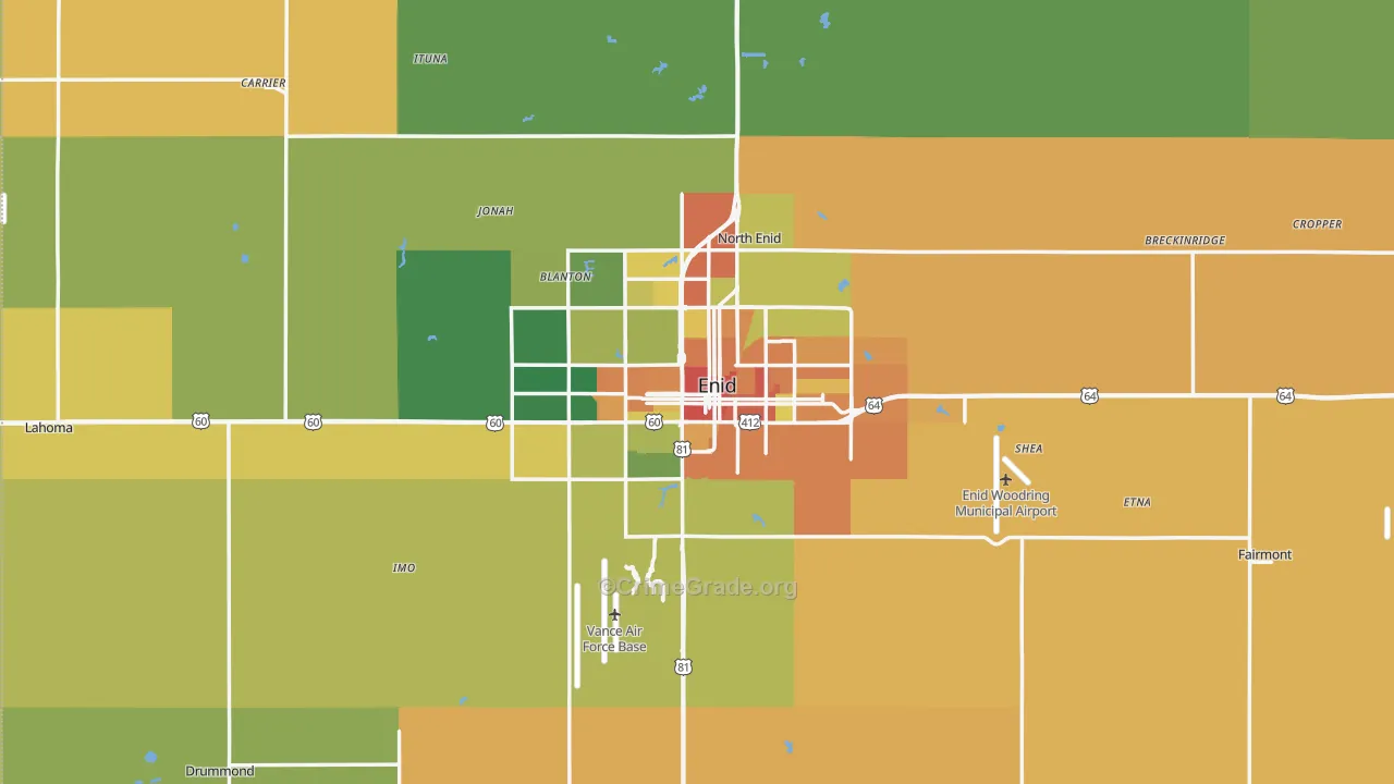 Garfield County, OK Map of Assault Rates