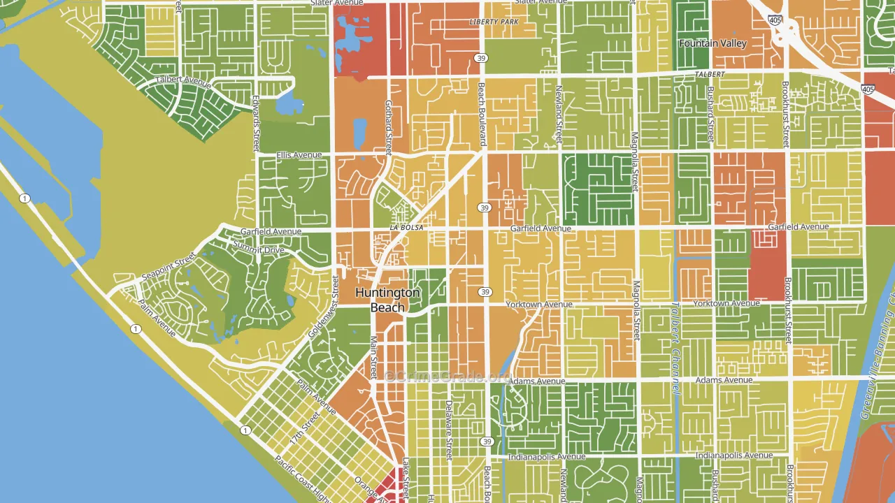 Garfield, Huntington Beach, CA Map of Assault Rates