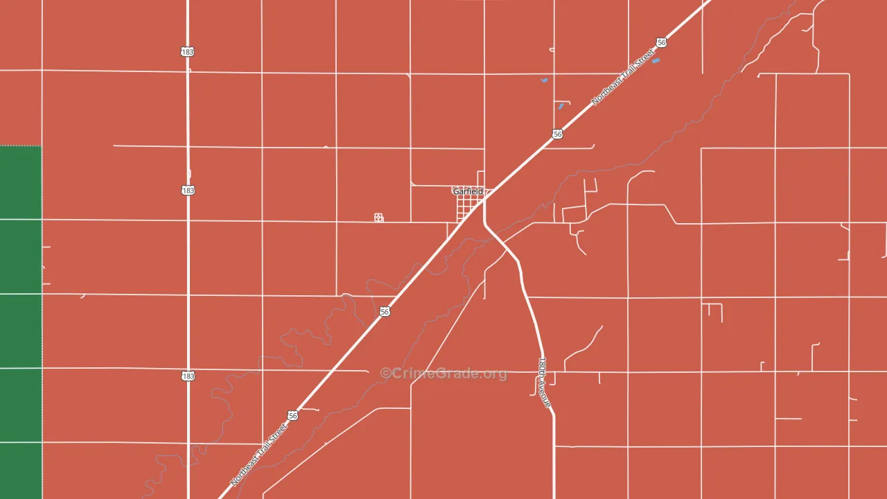Garfield, KS Map of Assault Rates
