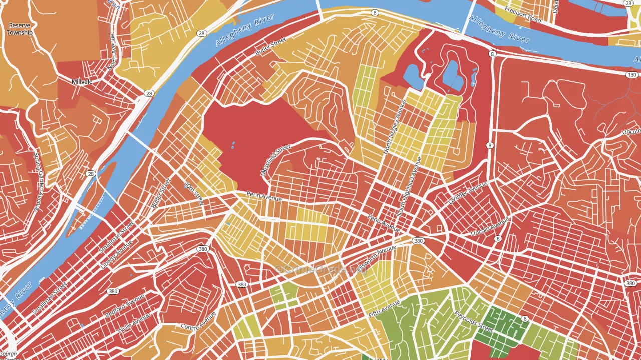 Garfield, Pittsburgh, PA Map of Assault Rates