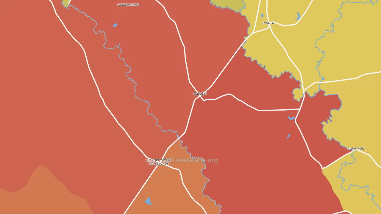Garland, NC Map of Assault Rates
