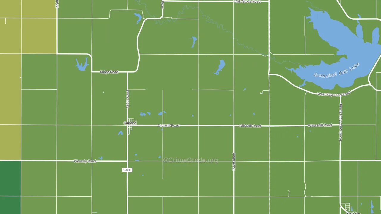 Garland, NE Map of Assault Rates