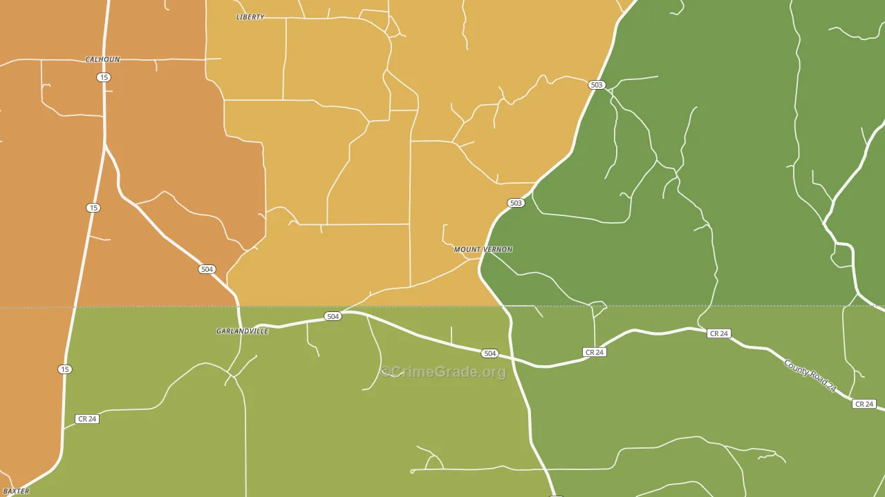 Garlandville, MS Map of Assault Rates