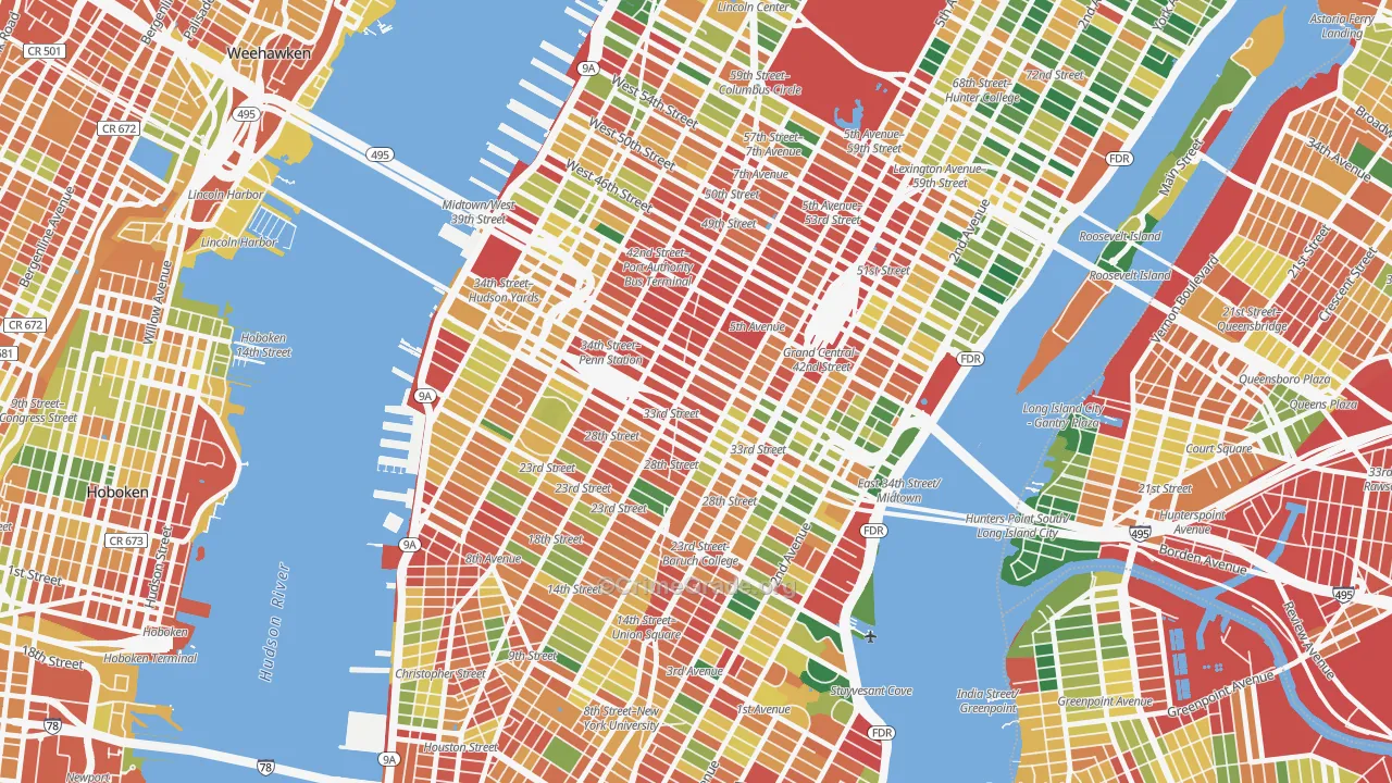 Garment District, Manhattan, NY Map of Assault Rates