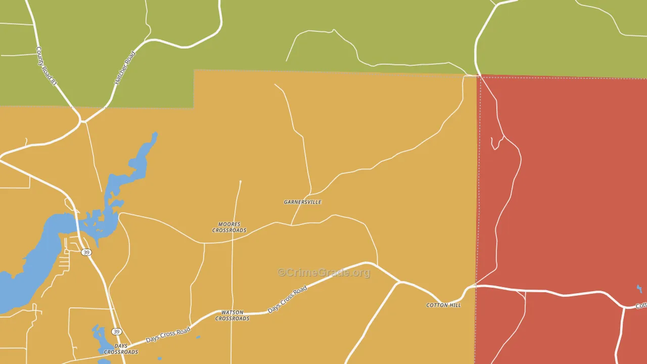 Garnersville, GA Map of Assault Rates
