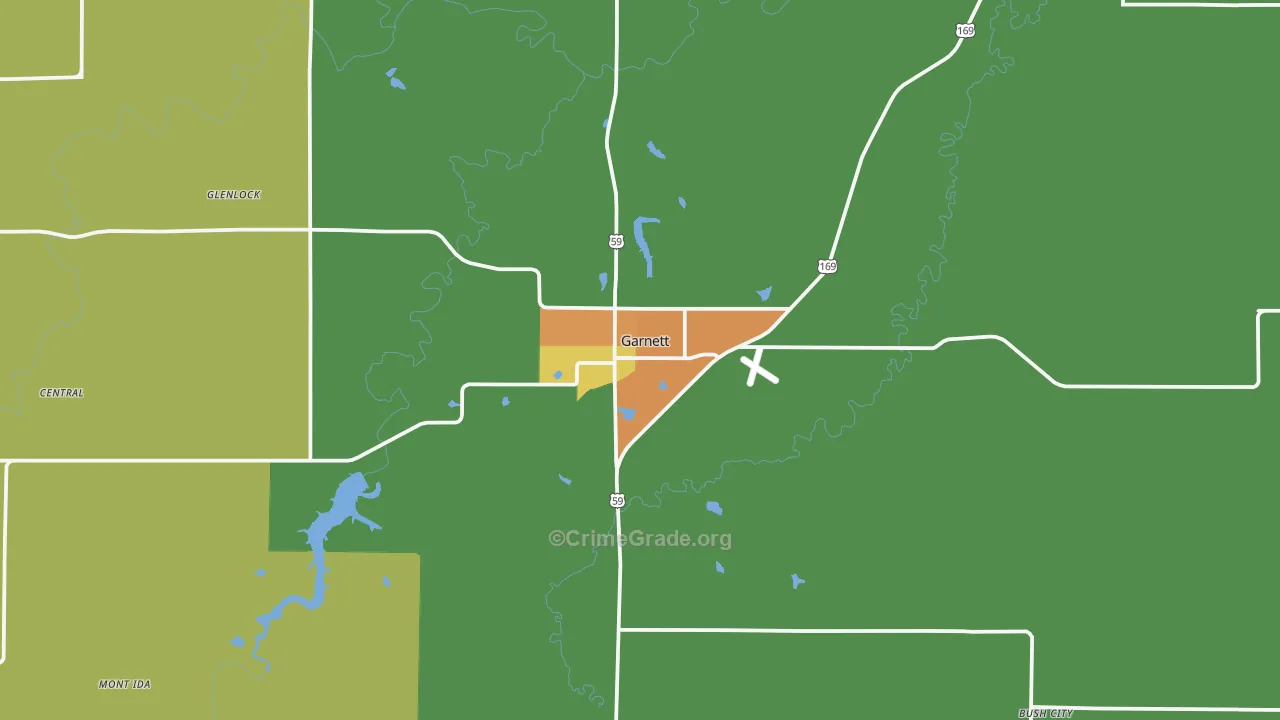 Garnett, KS Map of Assault Rates