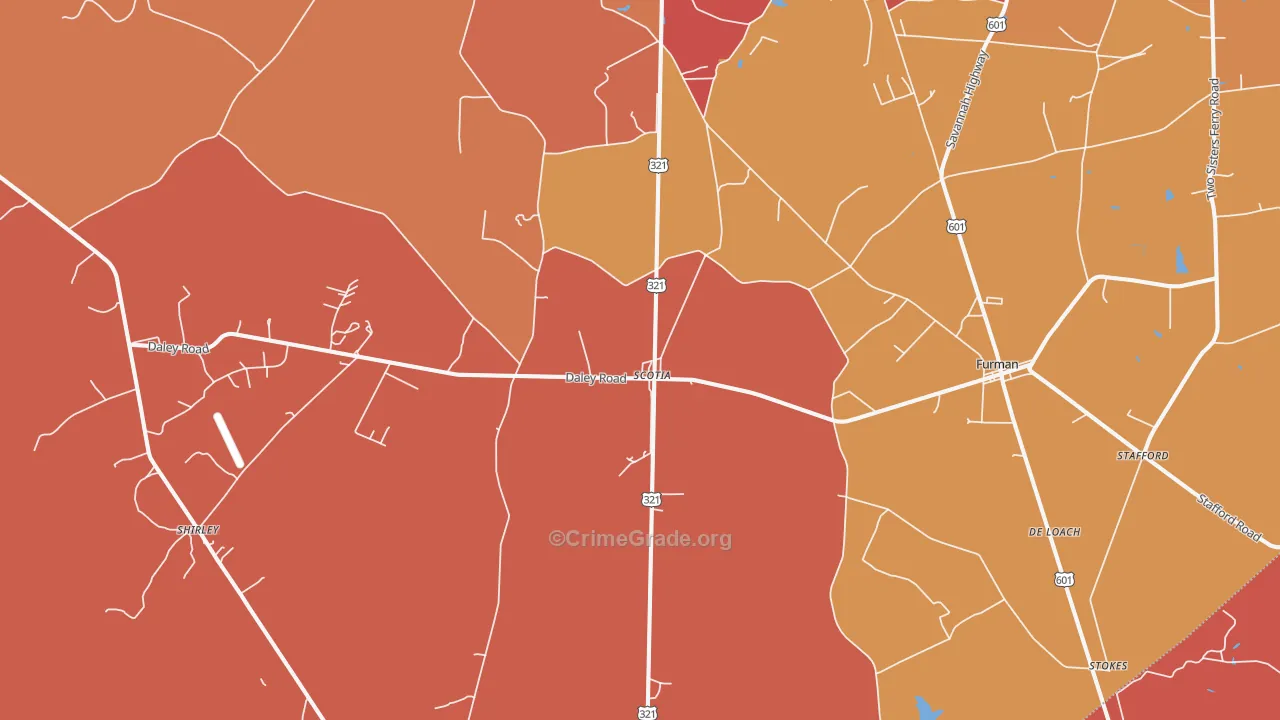 Garnett, SC Map of Assault Rates