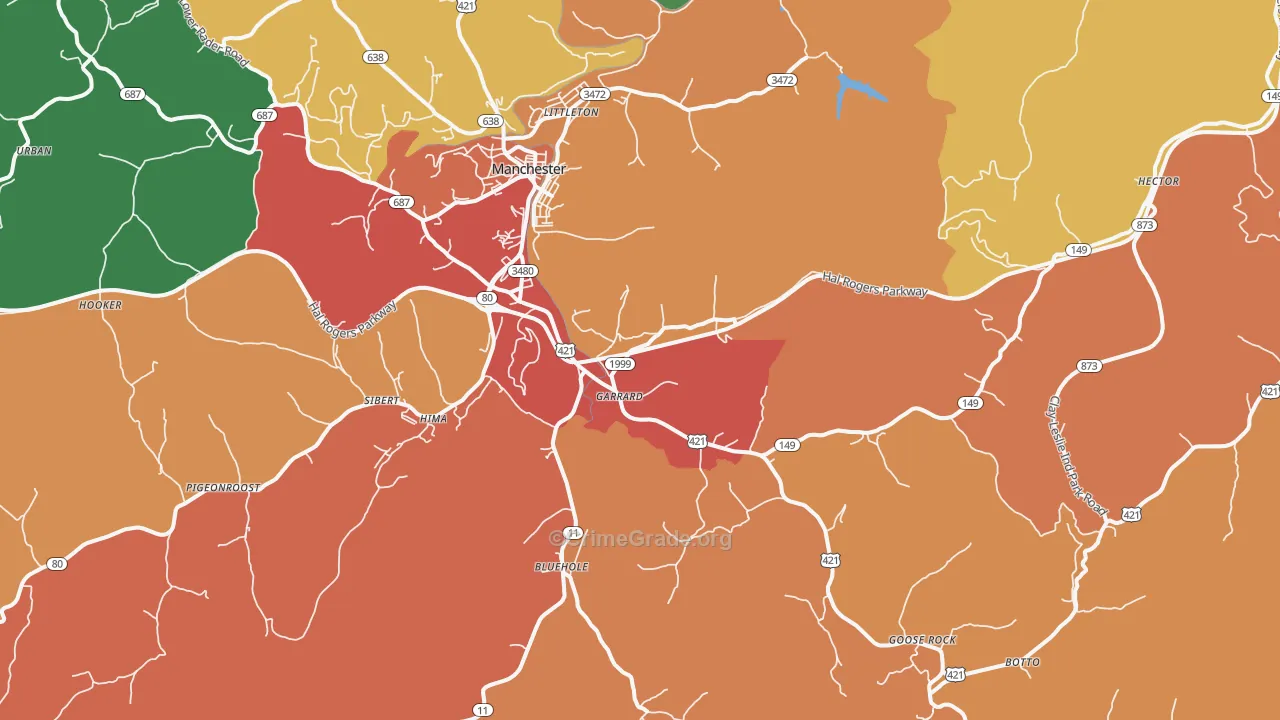 Garrard, KY Map of Assault Rates