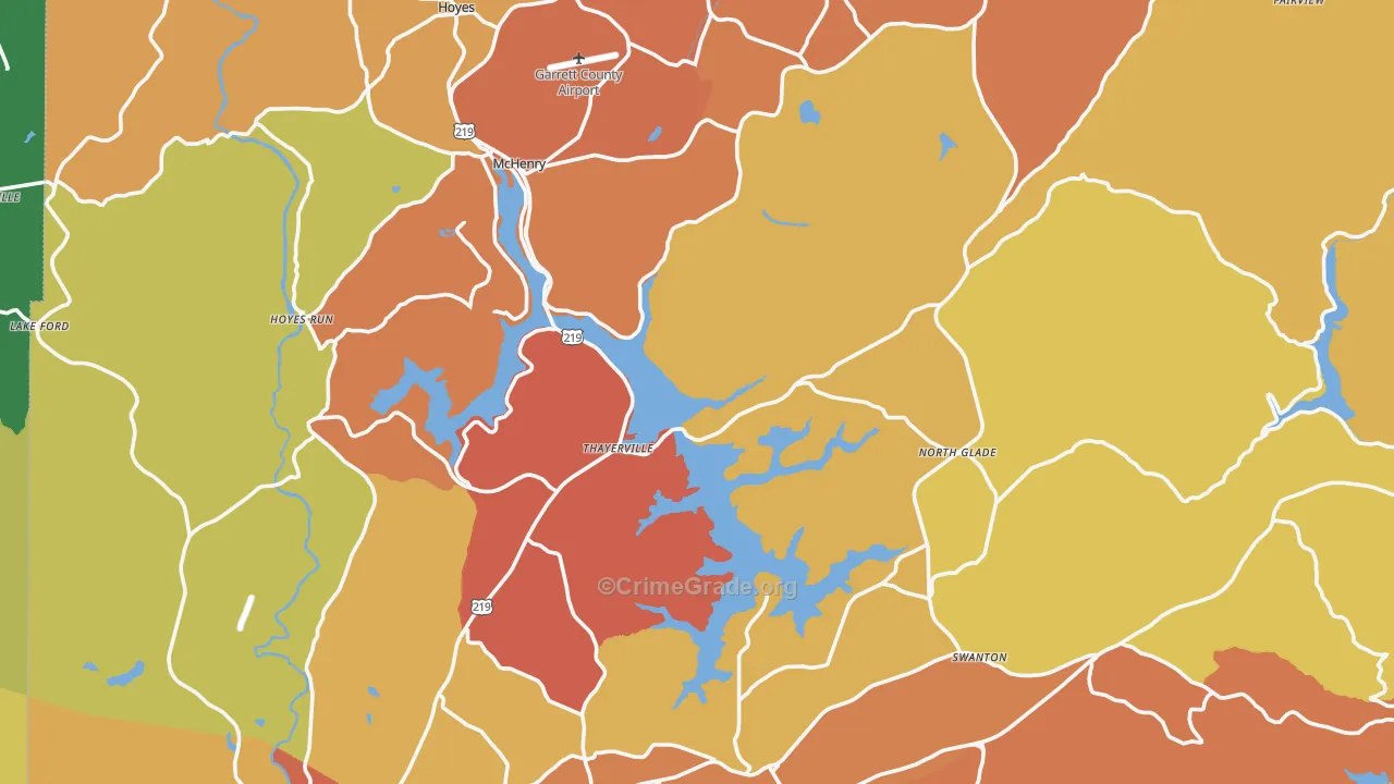 Garrett County, MD Map of Assault Rates
