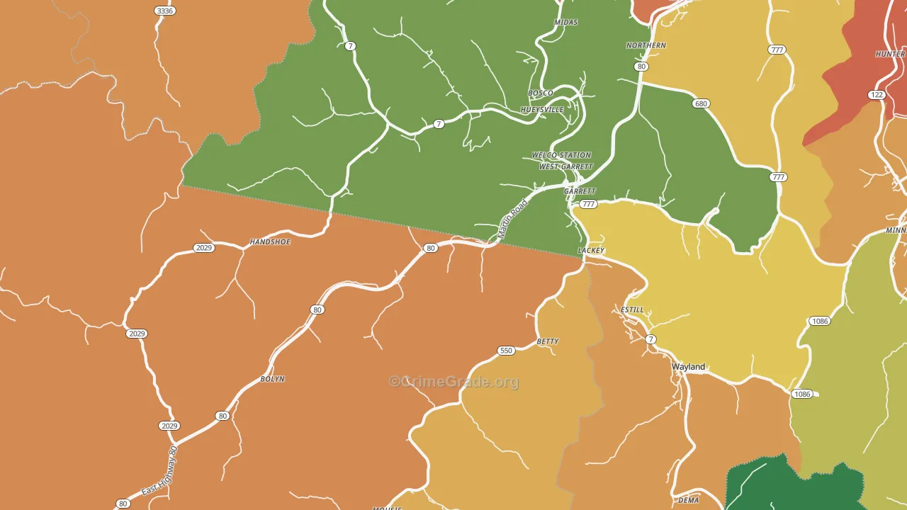 Garrett, KY Map of Assault Rates