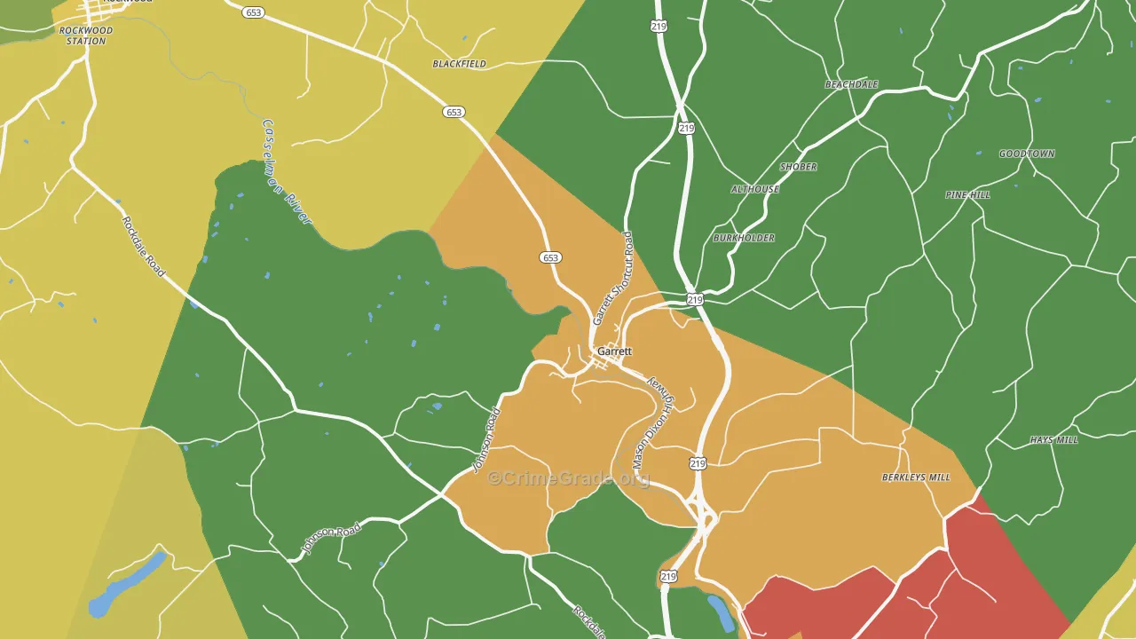Garrett, PA Map of Assault Rates