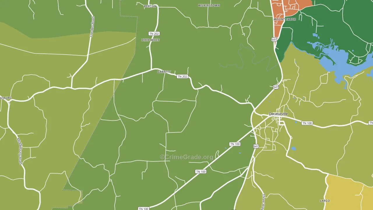 Garrett, TN Map of Assault Rates