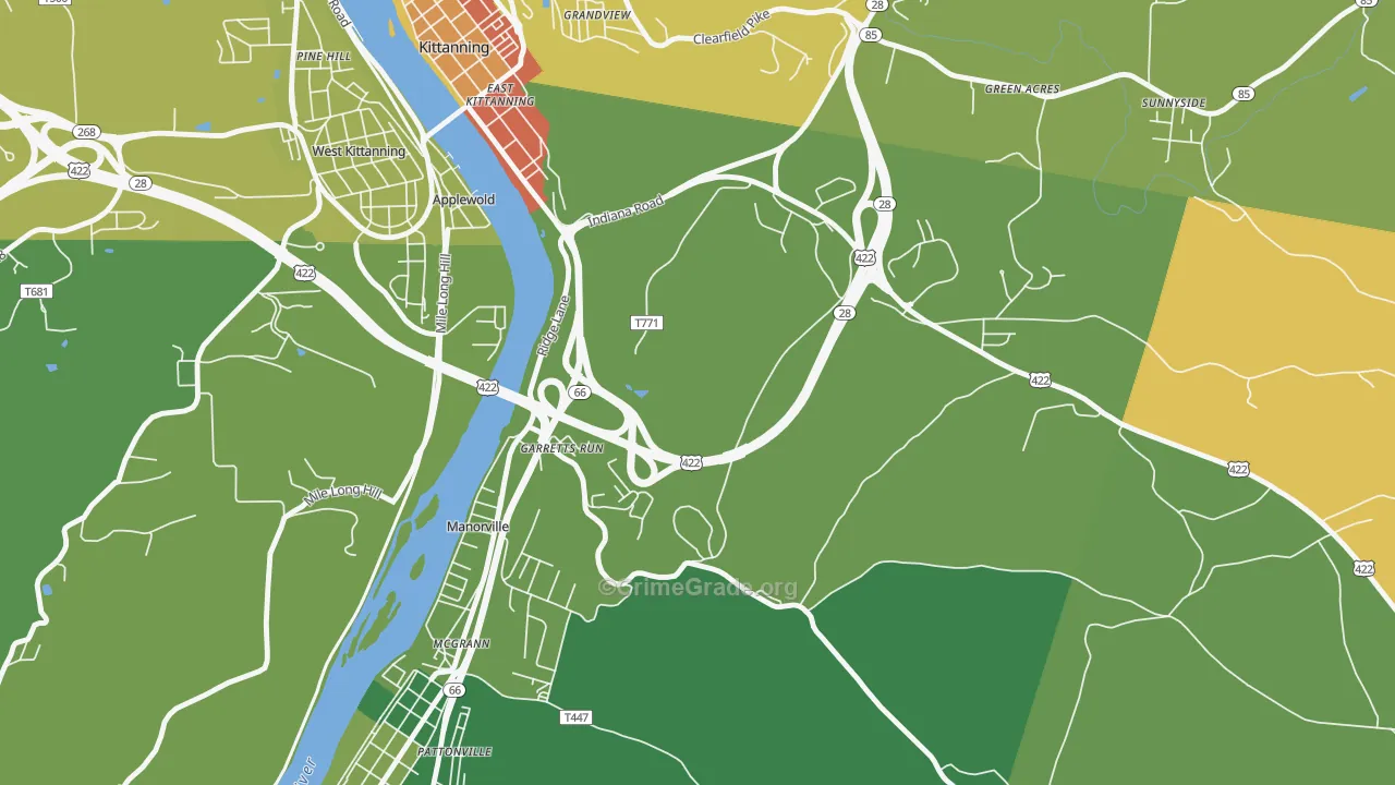 Garretts Run, PA Map of Assault Rates