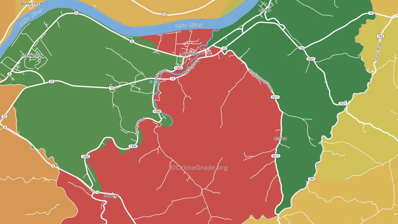 Garrison, KY Map of Assault Rates