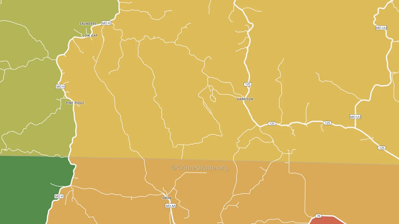 Garrison, MO Map of Assault Rates