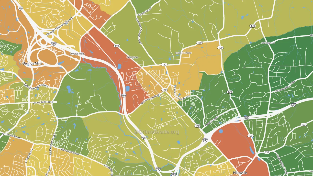 Garrison, Owings Mills, MD Map of Assault Rates