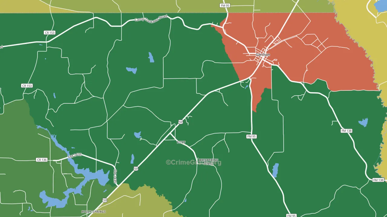Garrison, TX Map of Assault Rates