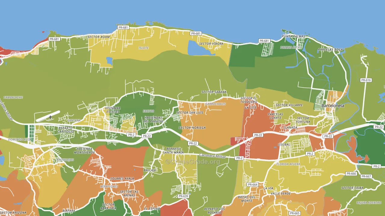 Garrochales, PR Map of Assault Rates