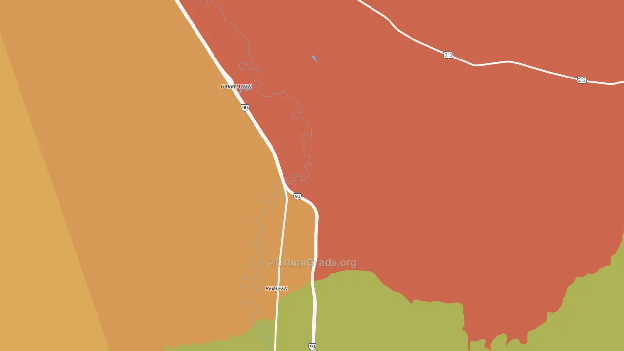 Garryowen, MT Map of Assault Rates