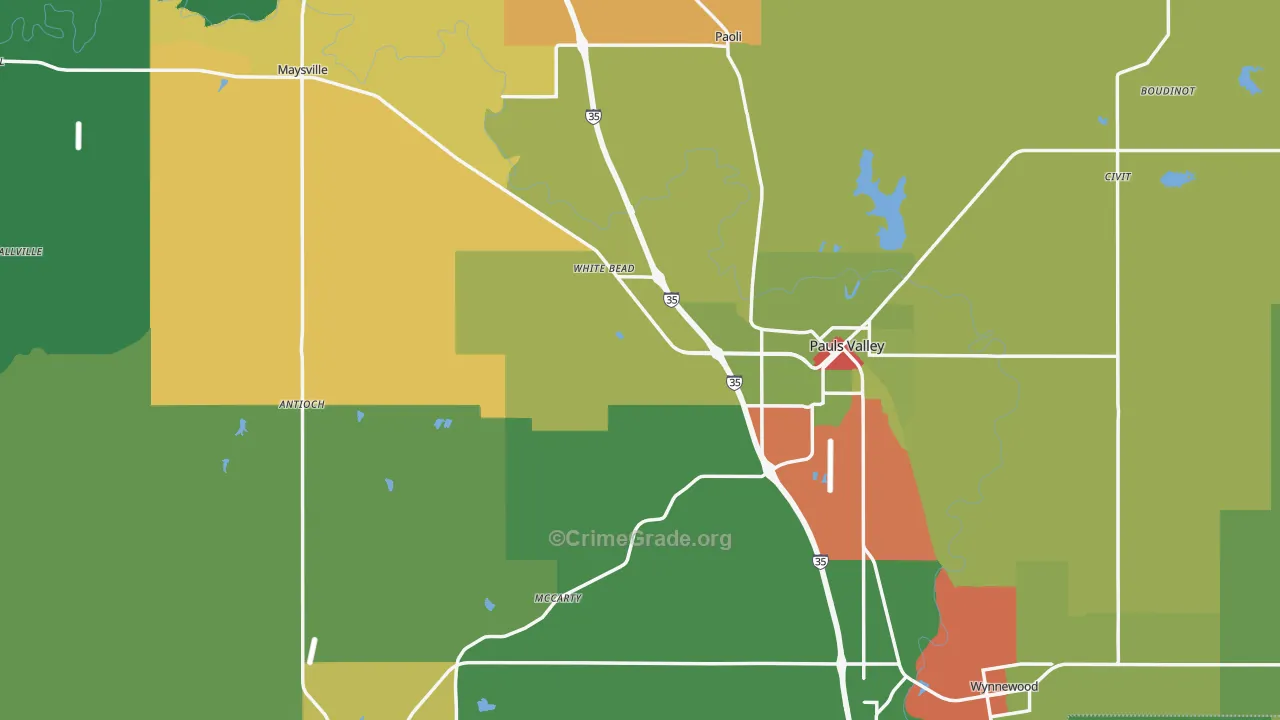 Garvin County, OK Map of Assault Rates