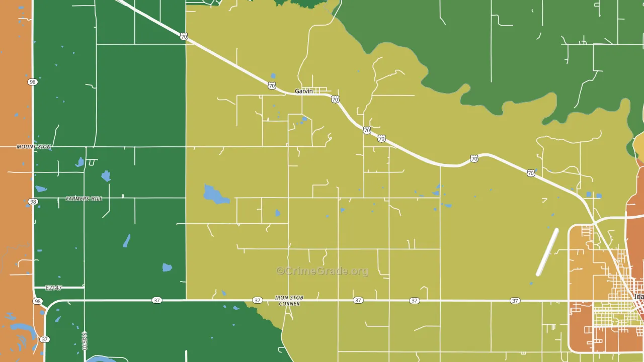 Garvin, OK Map of Assault Rates