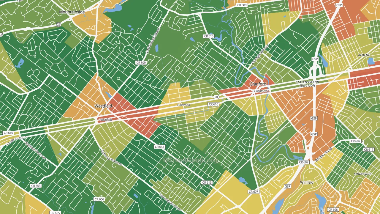 Garwood, NJ Map of Assault Rates
