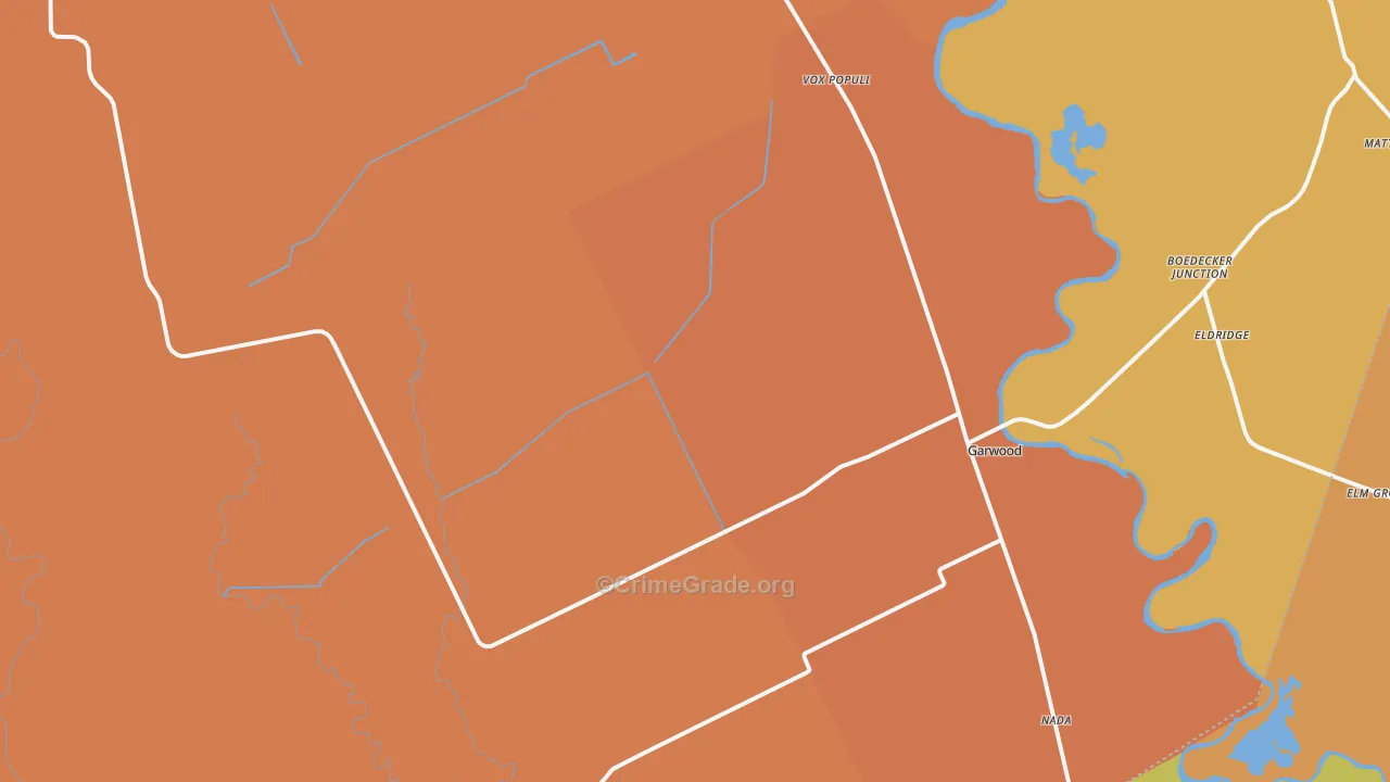 Garwood, TX Map of Assault Rates