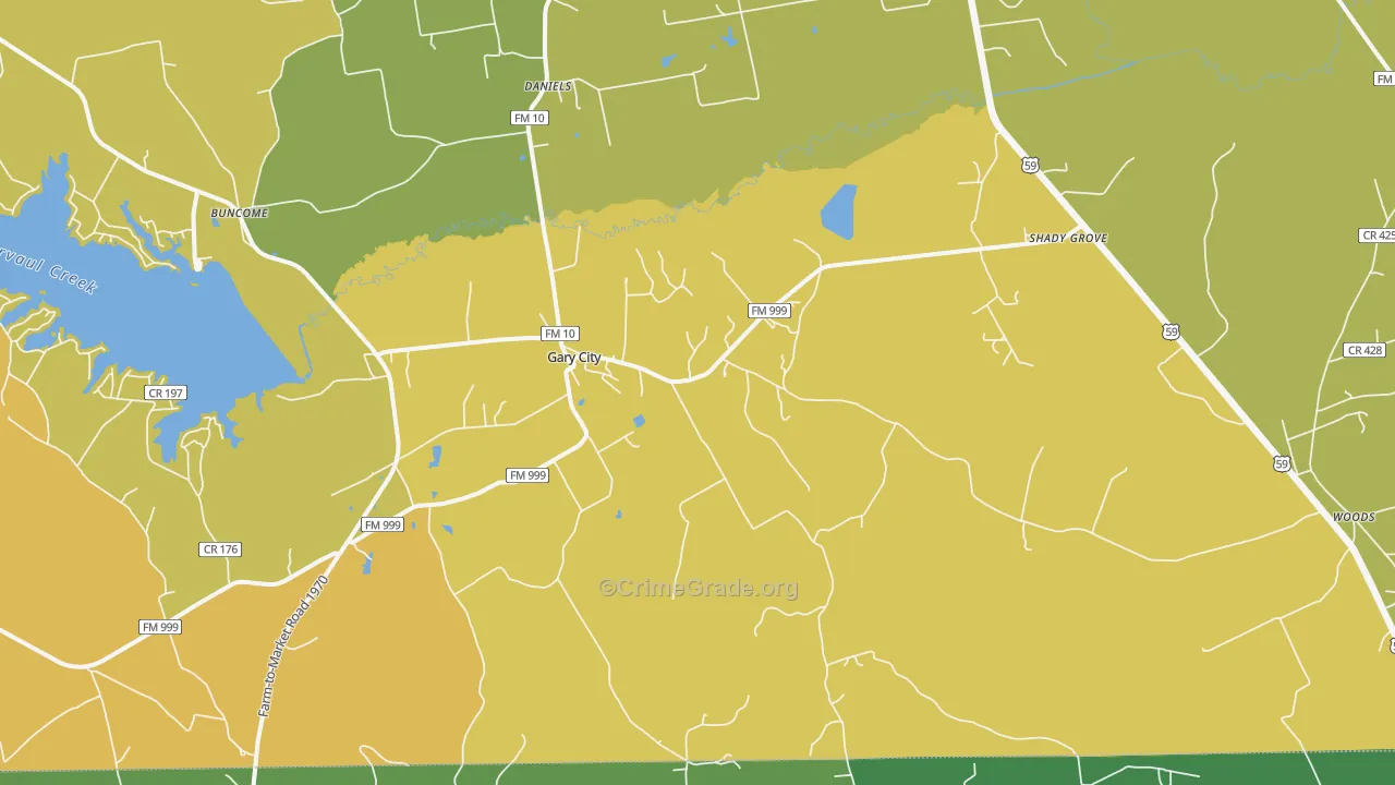 Gary City, TX Map of Assault Rates